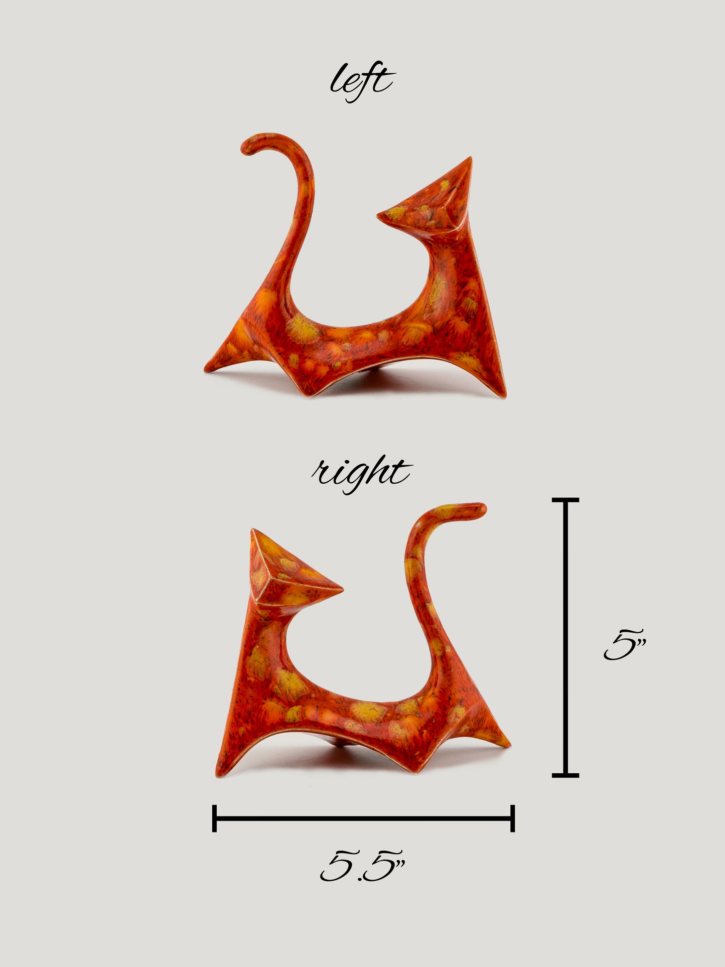Modern Cat / Fire Orange Crystal / Left