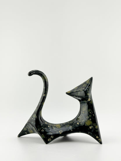 Modern Cat / Black with Gold Crystals / Left