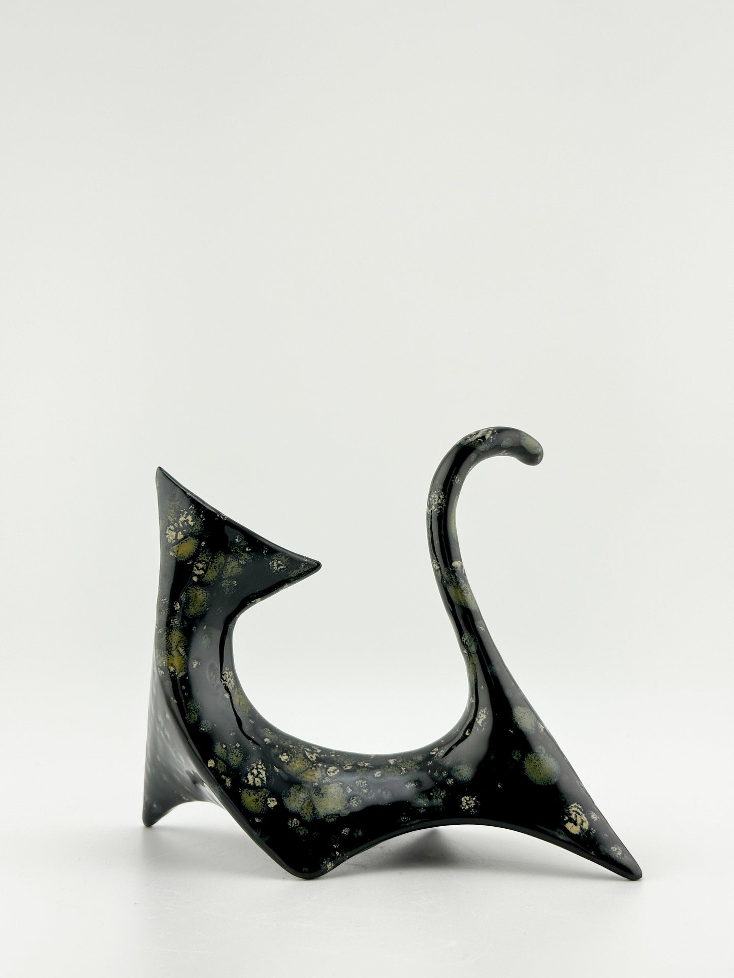 Modern Cat / Black with Gold Crystals / Left