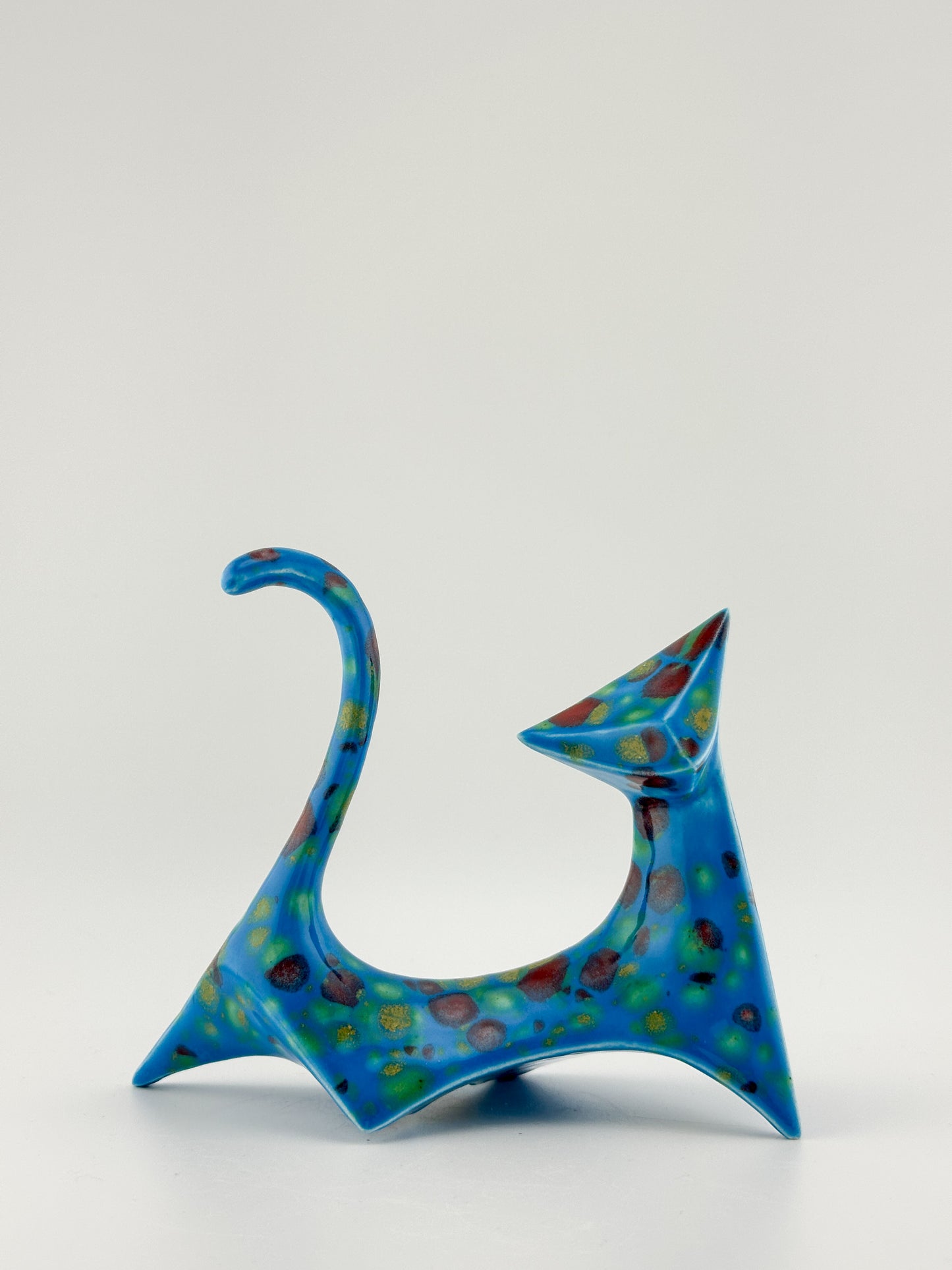 Modern Cat / Turquoise with Red and Gold Crystals / Left