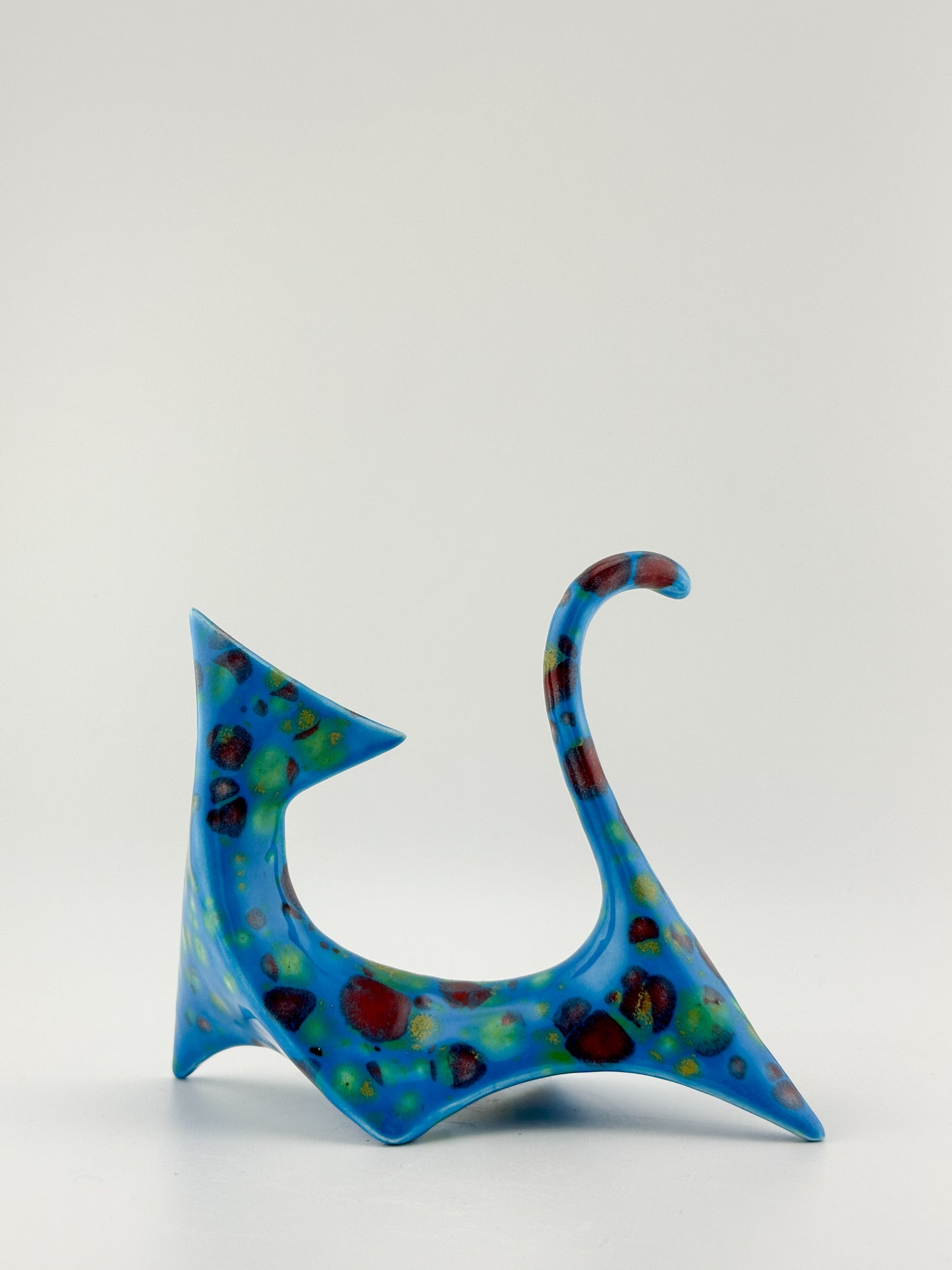 Modern Cat / Turquoise with Red and Gold Crystals / Left