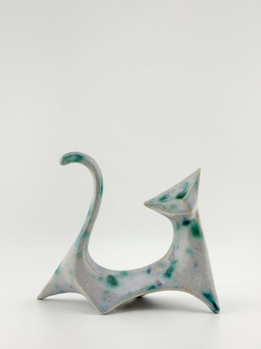 Modern Cat / Lavender with Green Crystals / Left
