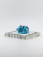 Little Sleeping Cat / Turquose with Dark Blue, Green, Yellow Crystals