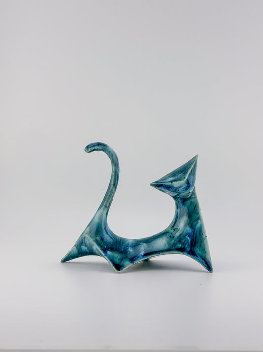 Modern Cat / Dark Teal Crystal / Left